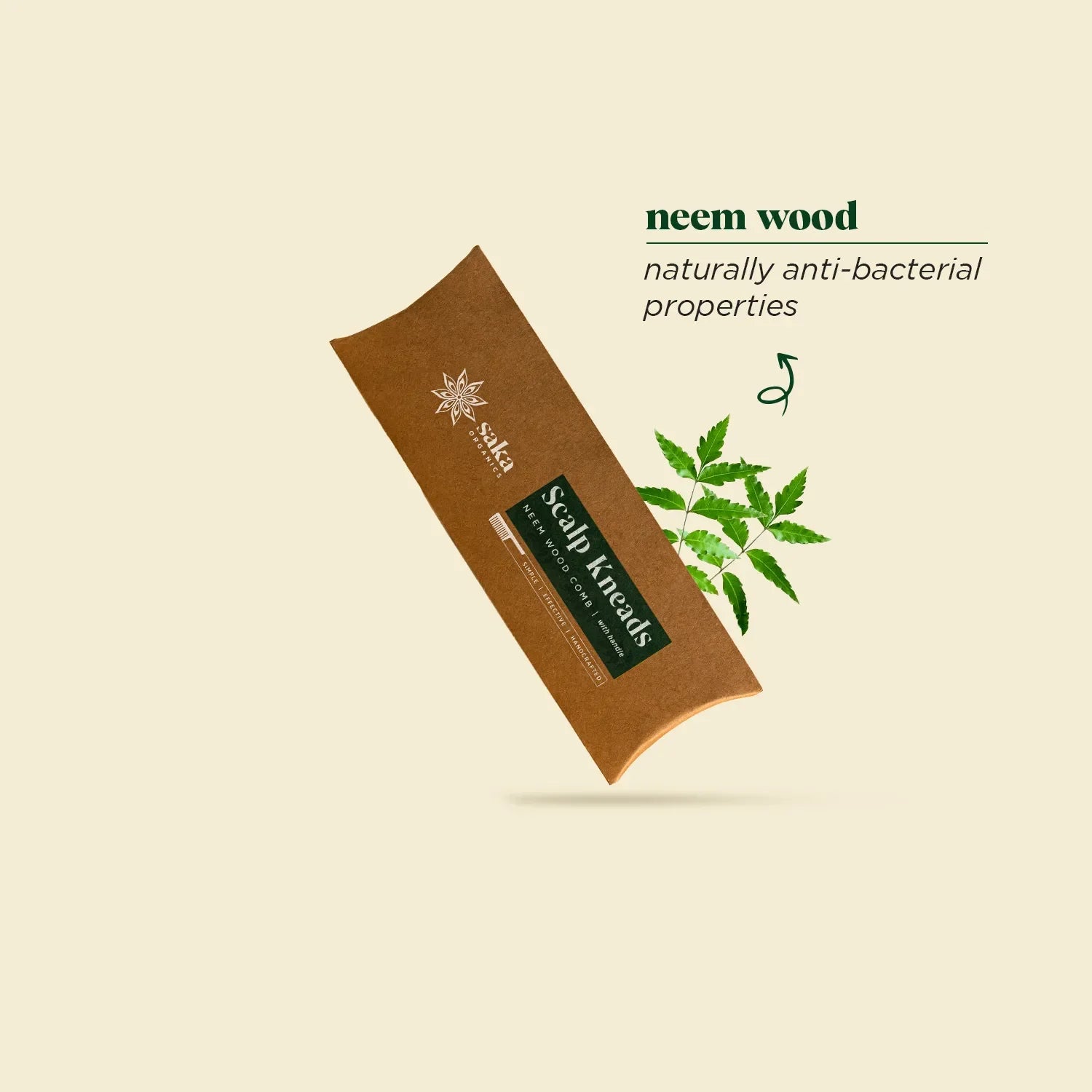 Neem Wood Comb With Handle